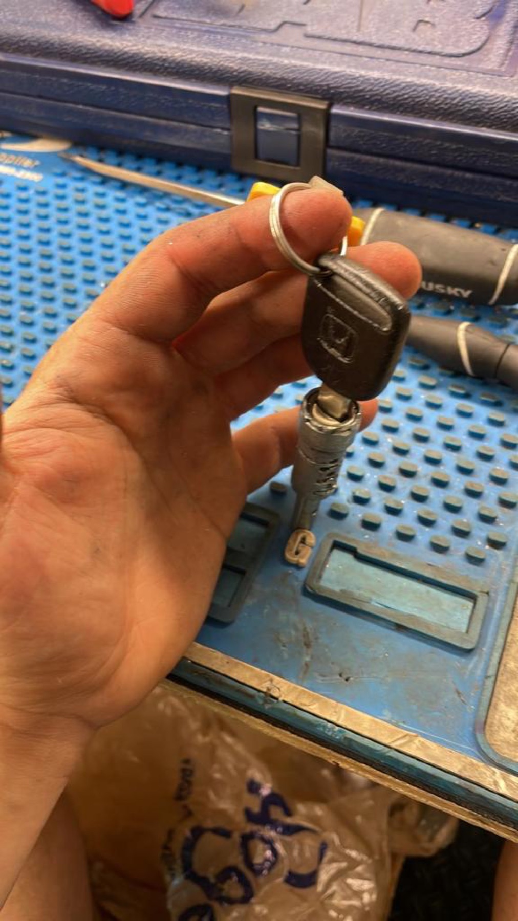 Car key being cut